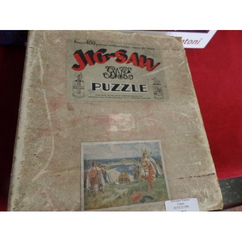 175 - VINTAGE WOODEN JIGSAW PLUS A DISNEY JIGSAW FEATURING MANY DISNEY CHARACTERS