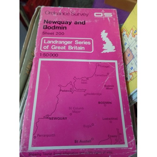 178 - BOX OF VARIOUS UK ORDNANCE SURVEY MAPS WITH SOME TOURING MAPS OF EUROPE