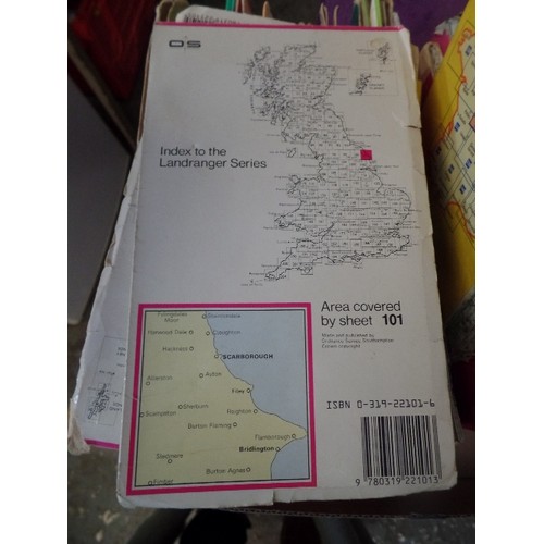 178 - BOX OF VARIOUS UK ORDNANCE SURVEY MAPS WITH SOME TOURING MAPS OF EUROPE