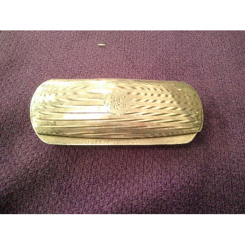 10 - STERLING SILVER SPECTACLES CASE -  CHESTER 1924 WITH ENGINE TURNED DETAIL AND MONOGRAM - ENGRAVED ON... 