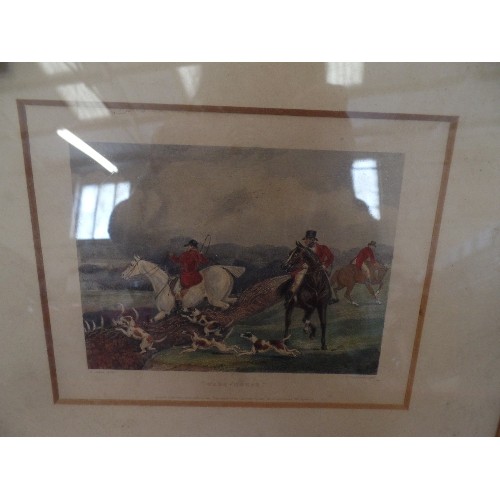 254 - TINTED FRAMED AND GLAZED HUNTING PRINT 