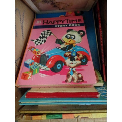 255 - BOX VINTAGE CHILDRENS ANNUALS AND BOOKS - PLAYHOUR, PINKY AND PERKY ETC