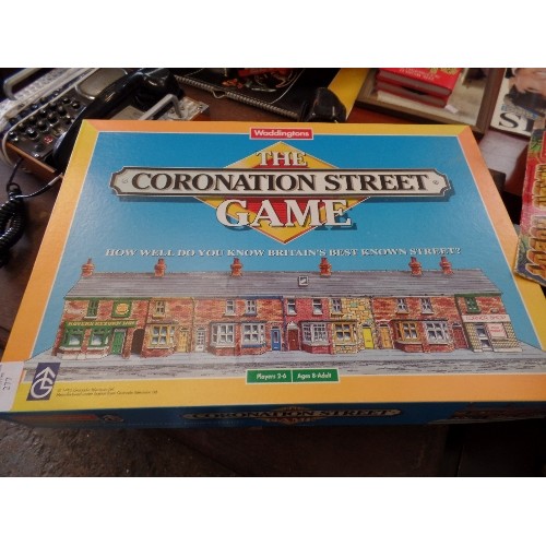 277 - 4 GAMES - CORONATION STREET, FART THE GAME, BATTLING TOPS AND MAGIC ROBOT