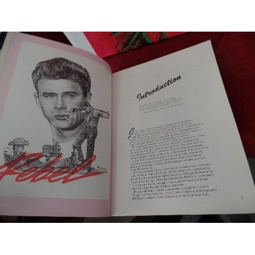 284 - TWO BOOKS ON JAMES DEAN PLUS A FRAMED PHOTO AND STAR PICTURE