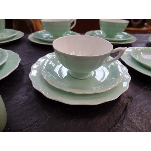 291 - GREEN TEA SET - 8 CUPS, 9 SAUCERS AND 9 TEAPLATES