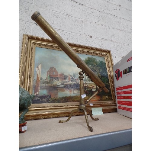 176 - EARLY 19TH CENTURY SINGLE BRASS TELESCOPE ON STAND BY SPENCER BROWNING AND RUST LONDON - FOLDING TRI... 