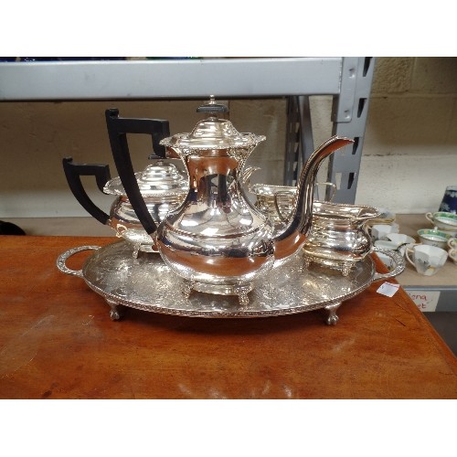 70 - A GOOD MID 20TH CENTURY VINERS OF SHEFFIELD SILVER PLATED TEA AND COFFEE SERVICE ON A VINERS TRAY