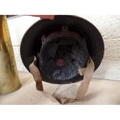 180 - A WW2 SPECIAL CONSTABLE'S BRODIE TYPE HELMET TOGETHER WITH A SPECIAL CONSTABLE ARM BAND