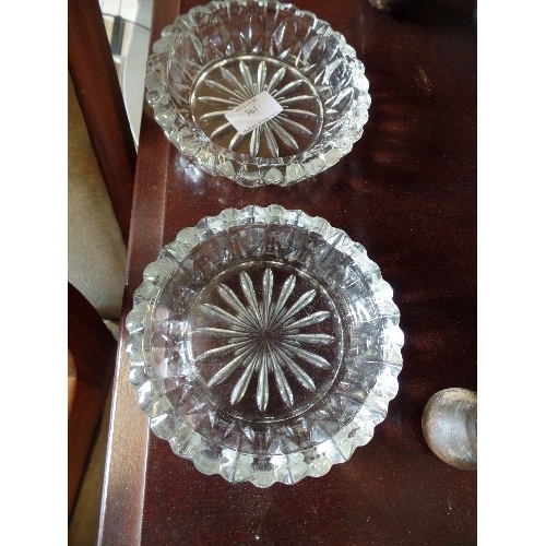 361 - PAIR OF HEAVY CUT-GLASS ASHTRAYS.