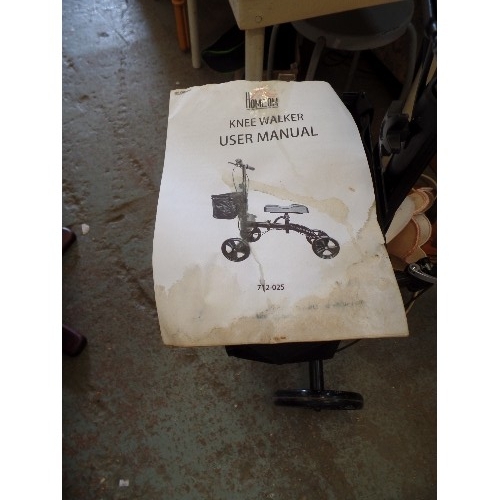 378 - MOBILITY AID-HOMCOM KNEE-WALKER ROLLATOR. WITH BRAKES & SHOPPING CARRIER.