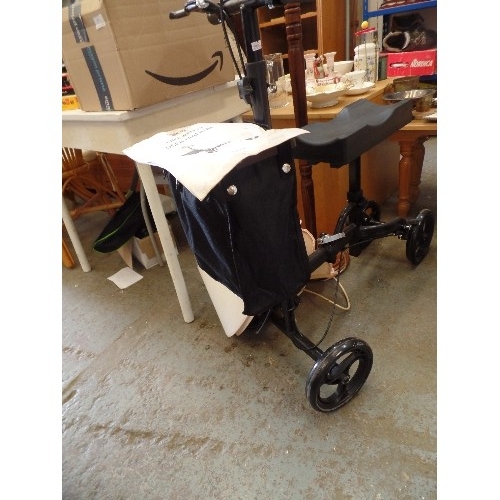 378 - MOBILITY AID-HOMCOM KNEE-WALKER ROLLATOR. WITH BRAKES & SHOPPING CARRIER.