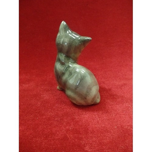 3 - BESWICK GREY KITTEN FIGURE - PRINTED BLACK MARK TO BASE - 8CM