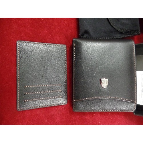 16 - A XUPER QUALITY LEATHER WALLET IN PRESENTION BAG AND BOX