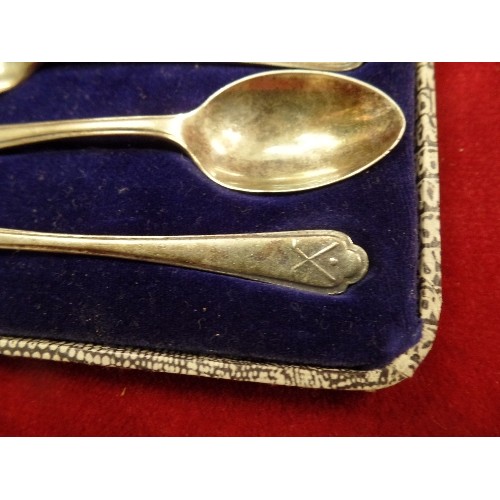 26 - BOXED SET OF SIX STERLING SILVER TEASPOONS BY WALKER & HALL, SHEFFIELD 1933 AND A 