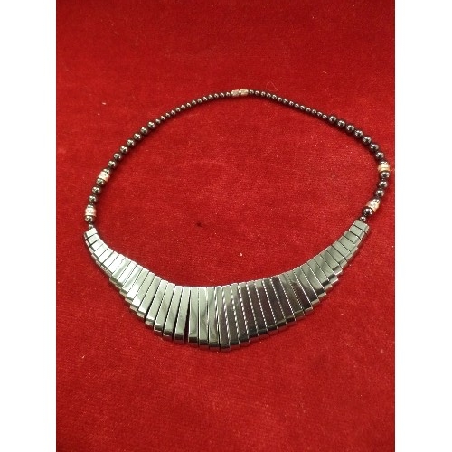 25 - TWO CLEOPATRA STYLE HEMATITE NECKLACES WITH BARREL CLASPS