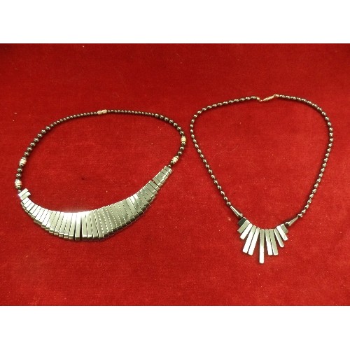 25 - TWO CLEOPATRA STYLE HEMATITE NECKLACES WITH BARREL CLASPS