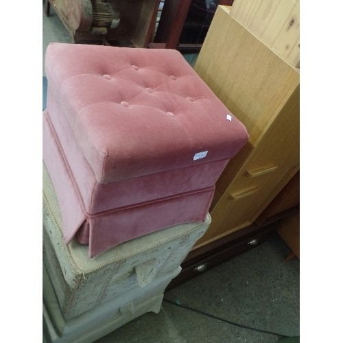 416 - 3 X SQUARE OTTOMAN/FOOT STOOLS. UPHOLSTERED.