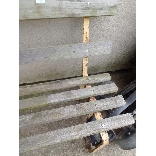 469 - VINTAGE CAST IRON FRAMED BENCH WITH SLATTED WOOD