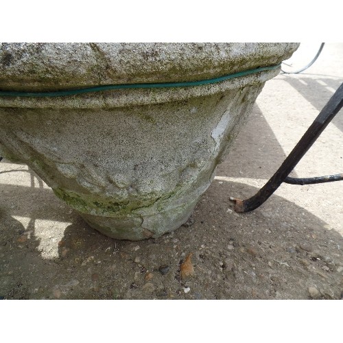 482 - VINTAGE CONCRETE PLANTER WITH GOOD PATINA AND GRAPEVINE DECORATION