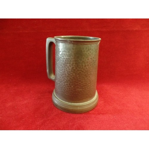 50 - VINTAGE PEWTER TANKARD WITH ETCHED GLASS 