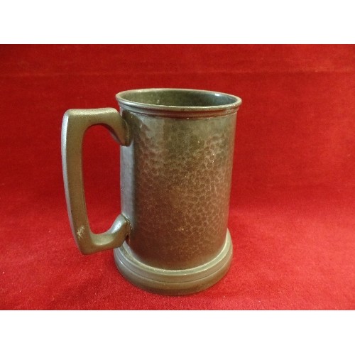 50 - VINTAGE PEWTER TANKARD WITH ETCHED GLASS 