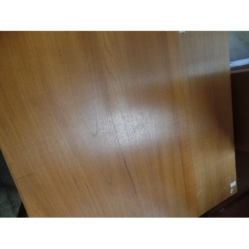 348 - TEAK EFFECT DROP-LEAF TABLE.