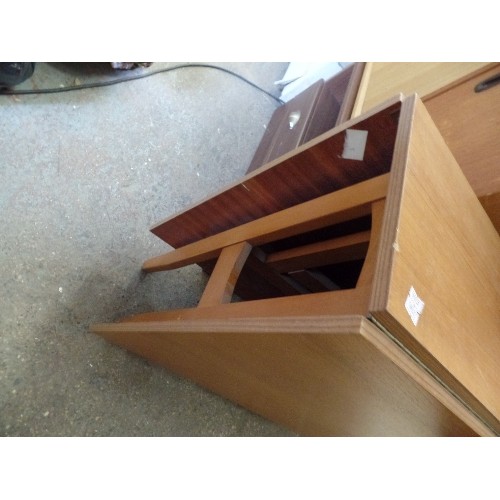 348 - TEAK EFFECT DROP-LEAF TABLE.