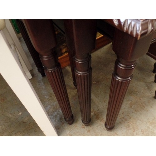 381 - NEST OF 3 MAHOGANY TABLES WITH FLUTED LEGS