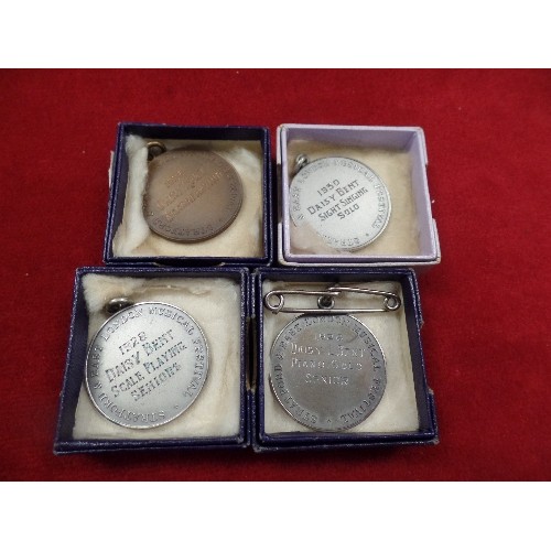 34 - FOUR 1920'S AND 1930'S MEDALS ISSUED FOR STRATFORD AND EAST LONDON MUSICAL FESTIVAL - 3 IN SILVER ME... 