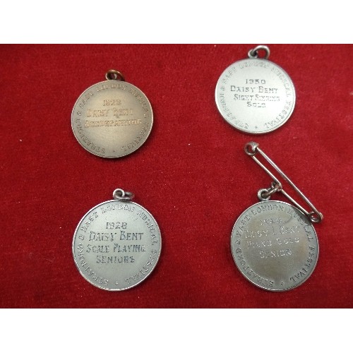 34 - FOUR 1920'S AND 1930'S MEDALS ISSUED FOR STRATFORD AND EAST LONDON MUSICAL FESTIVAL - 3 IN SILVER ME... 