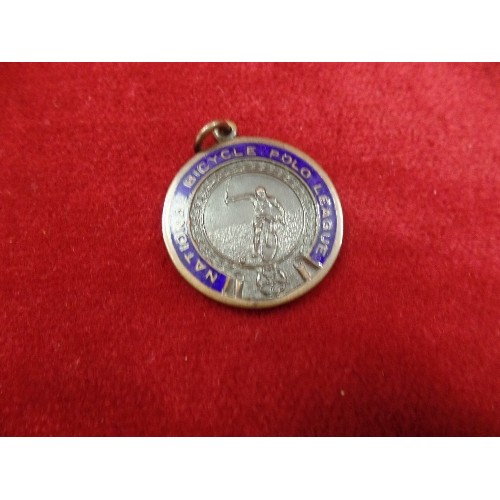 37 - TWO RARE BICYCLE POLO MEDALS, ENAMELLED NATIONAL BICYCLE POLO LEAGUE AND THE BARTLEET MEMORIAL TROPH... 