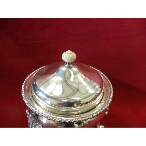 45 - A SUPERB EDWARDIAN STERLING SILVER EGG CODDLER ON STAND WITH BURNER AND REMOVABLE EGG STAND. ALL PIE... 