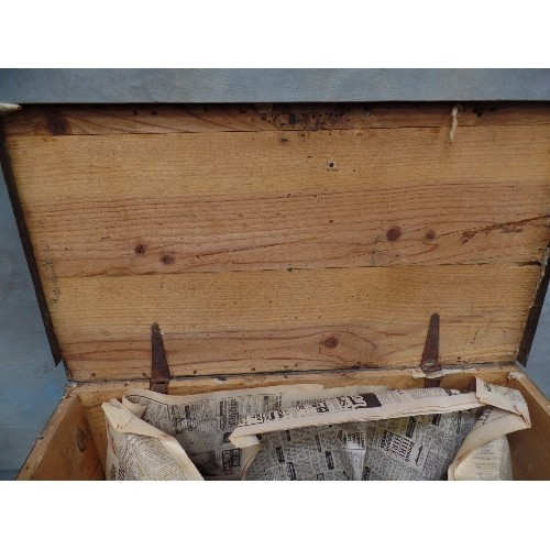 105 - A VICTORIAN PINE TOOL CHEST - METAL BOUND