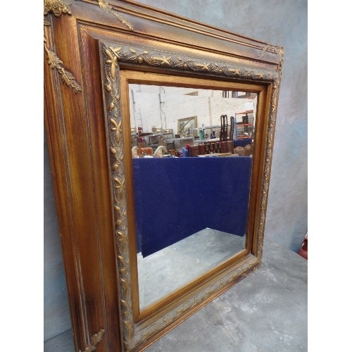 109 - LARGE GILT FRAMED MIRROR WITH BEVELLED GLASS - 82CM X 90CM