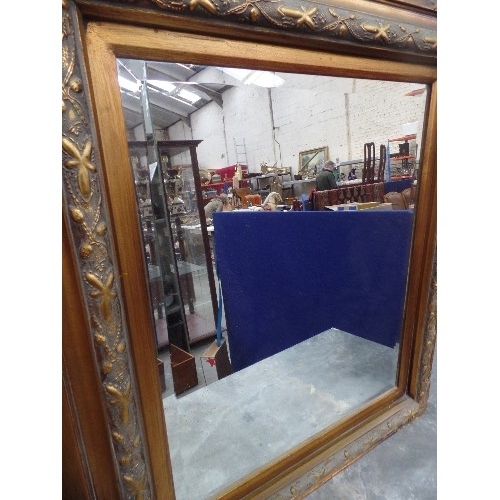 109 - LARGE GILT FRAMED MIRROR WITH BEVELLED GLASS - 82CM X 90CM