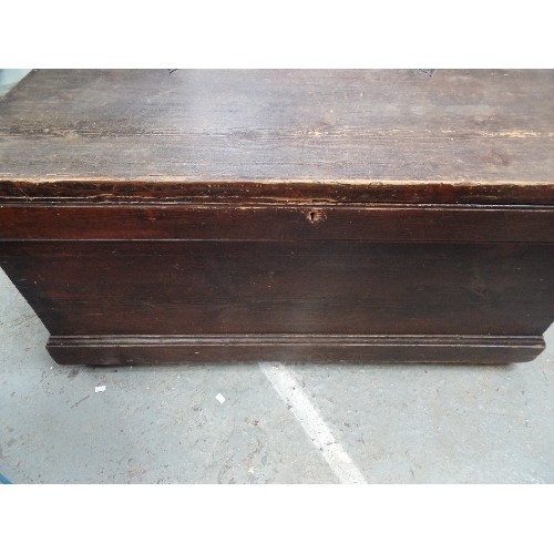 115 - LARGE VINTAGE PINE CHEST WITH IRON HINGES