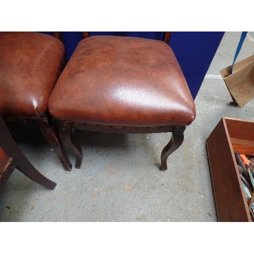 117 - FOUR EDWARDIAN DINING CHAIRS WITH UPHOLSTERED SEATS AND BACK RAILS