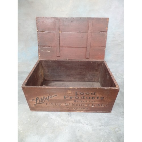 120 - A VINTAGE WOODEN CRATE ADVERTISING LIBBY'S FOOD PRODUCTS