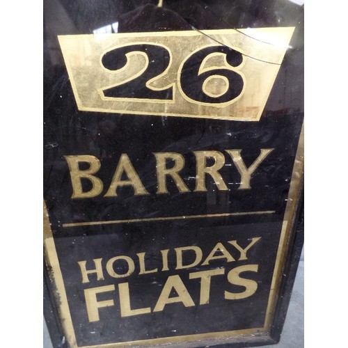 140 - AN ORIGINAL CIRCA 1950'S GLASS HOLIDAY FLATS NOTICE, 