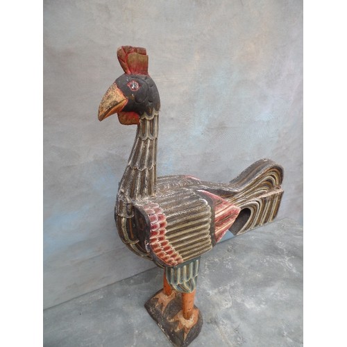 228 - A LARGE VINTAGE FOLK ART HANDPAINTED ROOSTER 67CM