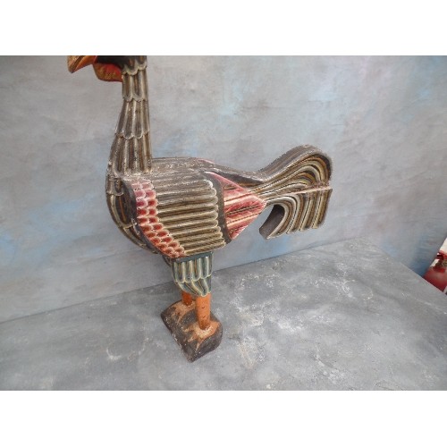 228 - A LARGE VINTAGE FOLK ART HANDPAINTED ROOSTER 67CM