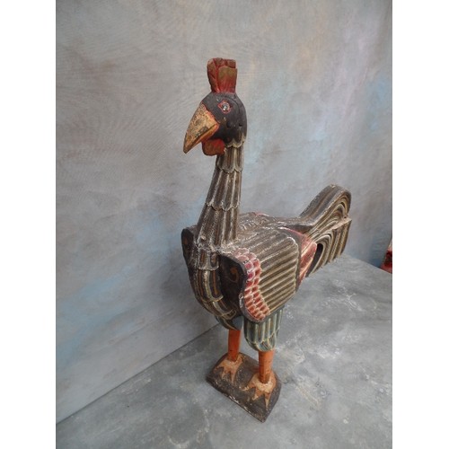 228 - A LARGE VINTAGE FOLK ART HANDPAINTED ROOSTER 67CM