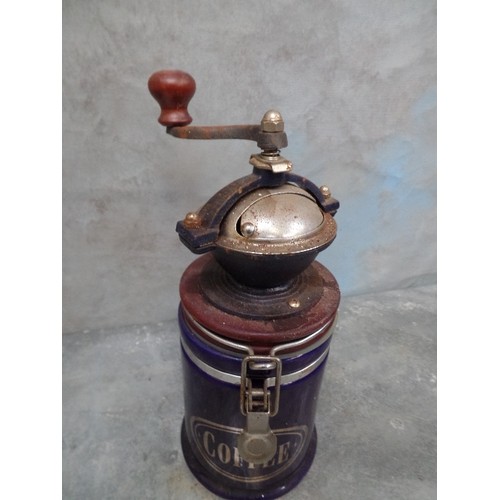 218 - BLUE CERAMIC COFFEE GRINDER