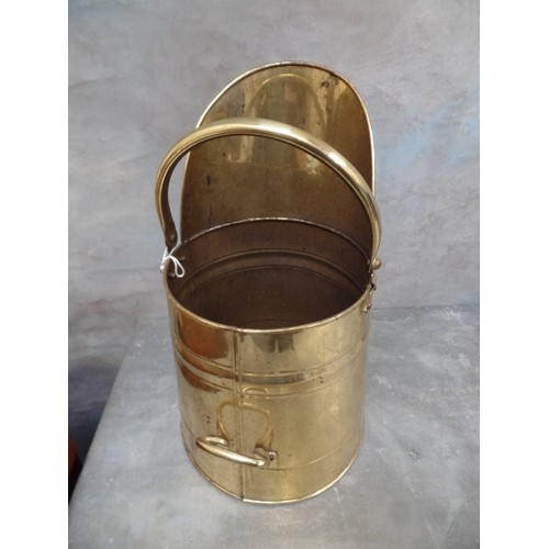 217 - VINTAGE BRASS COAL SCUTTLE