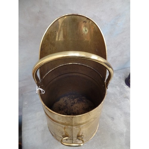 217 - VINTAGE BRASS COAL SCUTTLE