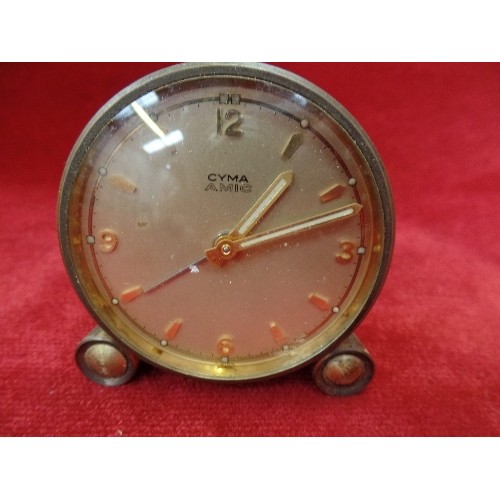 203 - VINTAGE SWISS CYMA AMIC ALARM CLOCK