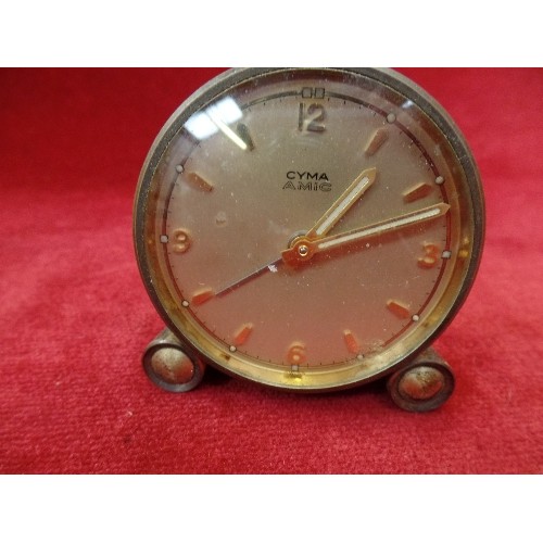 203 - VINTAGE SWISS CYMA AMIC ALARM CLOCK