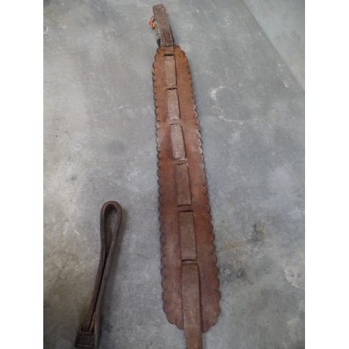 330 - A LOVELY MID 19TH CENTURY BROWN LEATHER MARTINGALE WITH 6 EARLY CAST BRASSES WITH ATTACHED HANGERS -... 