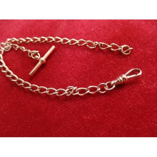 65 - VINTAGE 9CT ROSE GOLD BRACELET FROM A WATCH ALBERT, WITH T BAR - BIRM HALLMARK, TOGETHER WITH TWO OD... 