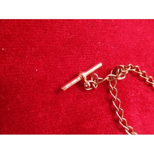 65 - VINTAGE 9CT ROSE GOLD BRACELET FROM A WATCH ALBERT, WITH T BAR - BIRM HALLMARK, TOGETHER WITH TWO OD... 